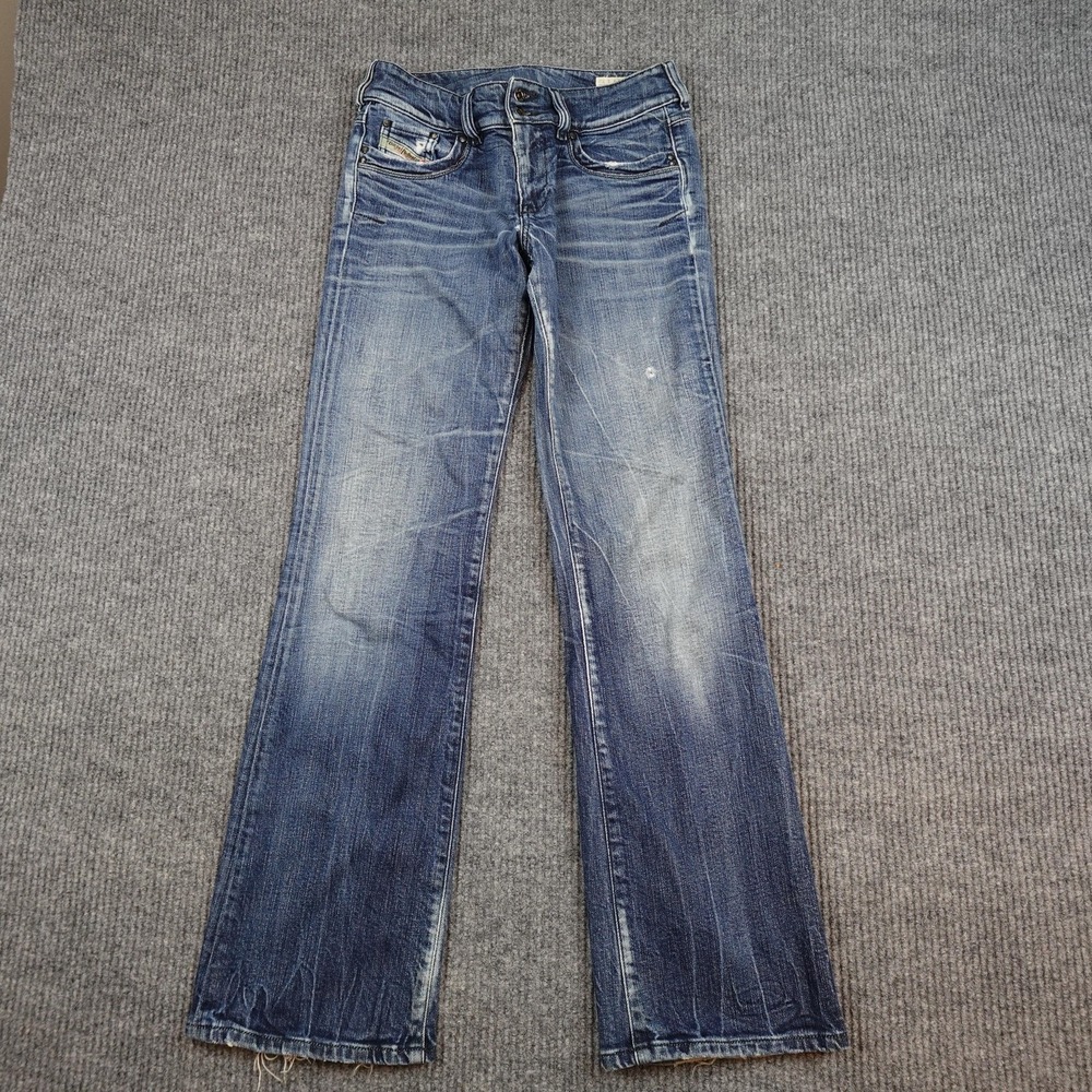 Diesel Ronhar Jeans Womens W29 L32 Blue Mid Rise Bootcut Distressed Denim